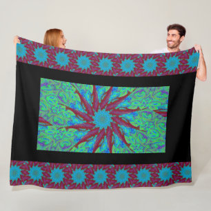 Rote und blaue Wildblume Fleecedecke