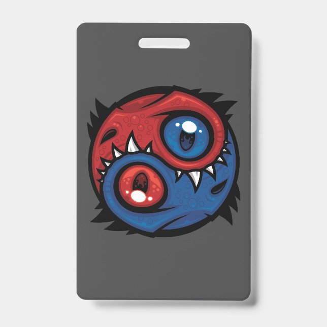 Rote und blaue Yin-Yang-Drachen Ausweis (Vorderseite)