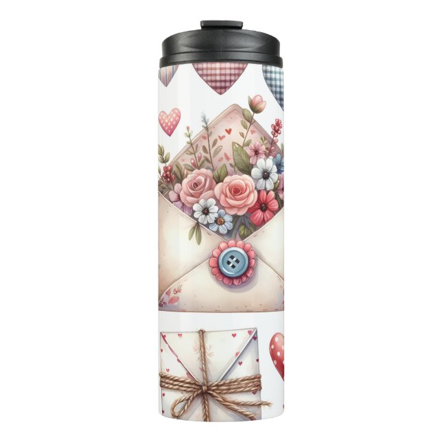 ROTE UND BLUE PATCHWORK VALENTINE HERZEN & LIEBE N THERMOSBECHER (Vorderseite)