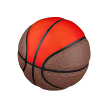 Rote und braune Basketball mit schwarzen Nähten