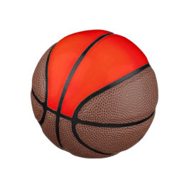 Rote und braune Basketball mit schwarzen Nähten