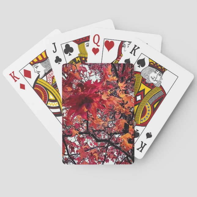 Rote und braune Blätter Spielkarten (Rückseite)