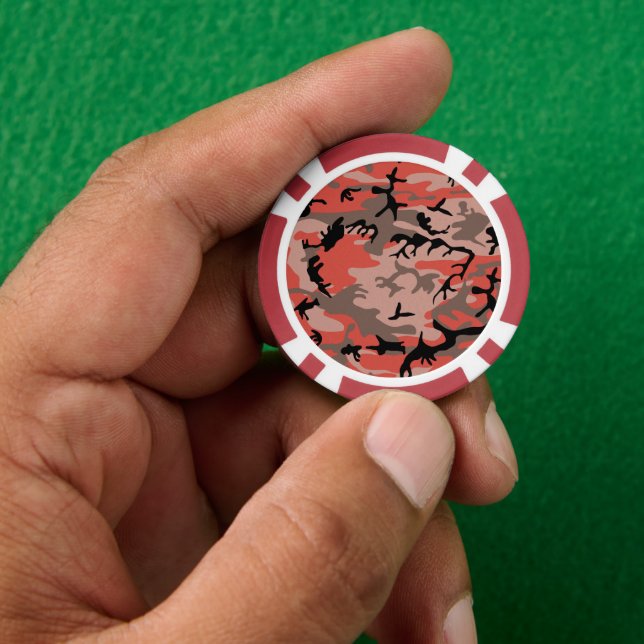 Rote und braune Camouflage, Militär, Armee Pokerchips (Hand)