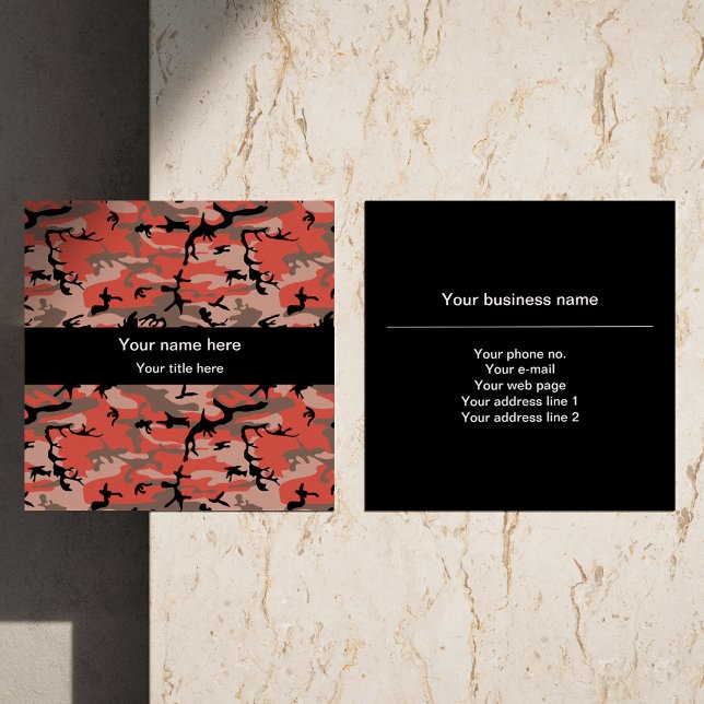 Rote und braune Camouflage, Militär, Armee Quadratische Visitenkarte (Von Creator hochgeladen)