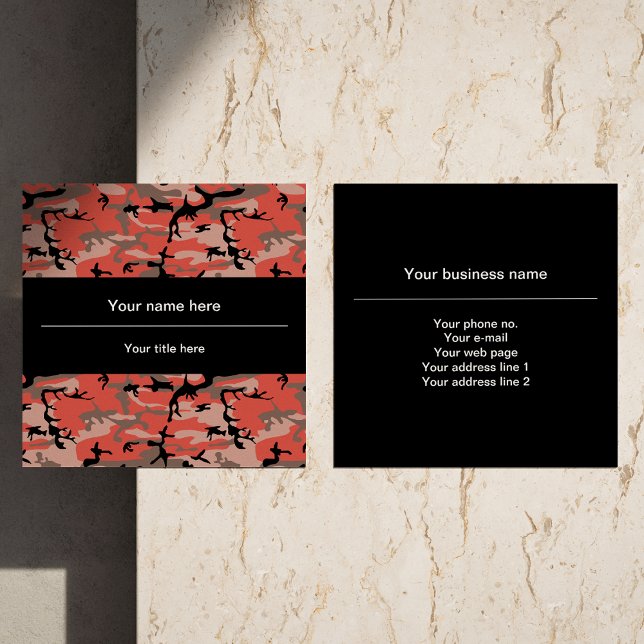 Rote und braune Camouflage, Militär, Armee Quadratische Visitenkarte (Von Creator hochgeladen)
