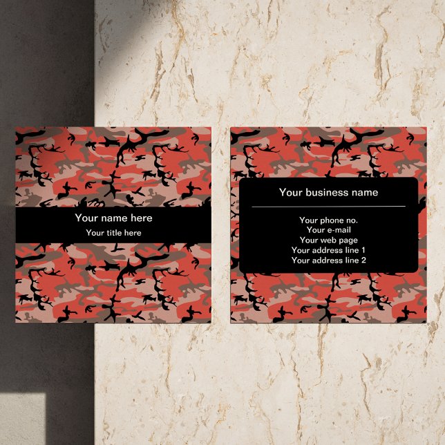 Rote und braune Camouflage, Militär, Armee Quadratische Visitenkarte (Von Creator hochgeladen)