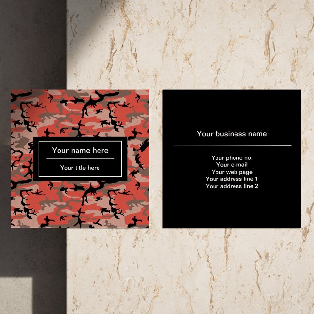 Rote und braune Camouflage, Militär, Armee Quadratische Visitenkarte (Von Creator hochgeladen)