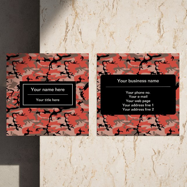 Rote und braune Camouflage, Militär, Armee Quadratische Visitenkarte (Von Creator hochgeladen)