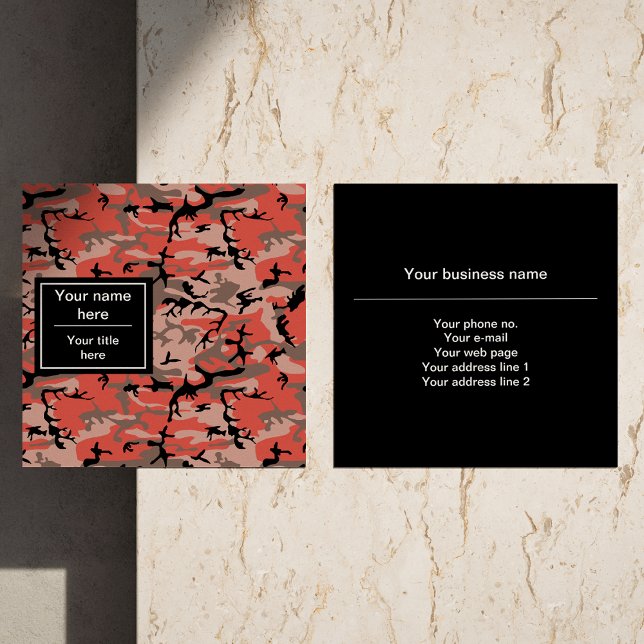 Rote und braune Camouflage, Militär, Armee Quadratische Visitenkarte (Von Creator hochgeladen)