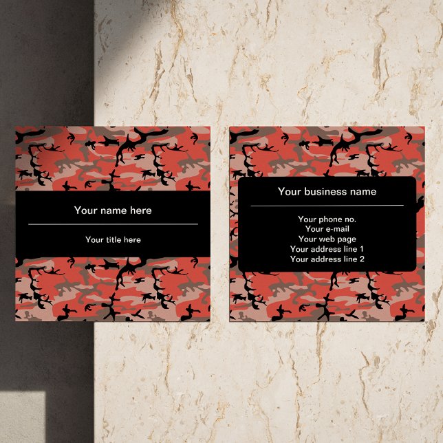 Rote und braune Camouflage, Militär, Armee Quadratische Visitenkarte (Von Creator hochgeladen)