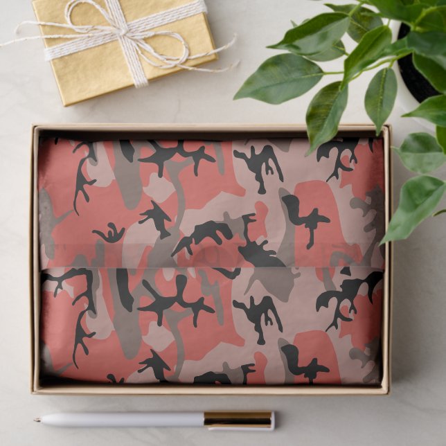 Rote und braune Camouflage, Militär, Armee Seidenpapier (Geschenk)