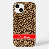 Rote und braune Leopard-Printmonogramm