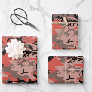 Rote und braune Tarnung, Militär, Armee Geschenkpapier Set