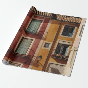 ROTE UND BROWN KONKRETE GEBÄUDE-FOTOGRAFIE GESCHENKPAPIER