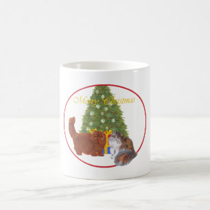 Rote und Calico Perserkatzen Weihnachten Tasse