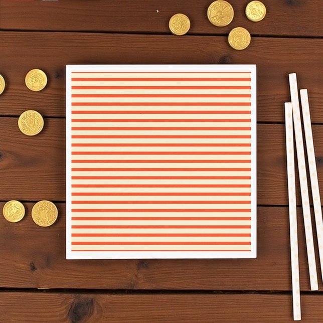 Rote und cremefarbene Streifen Serviette (Red and cream striped napkin)