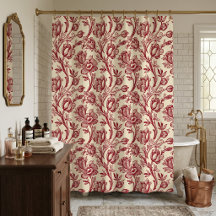Rote und cremefarbene Tulpen-Toile - Französische
