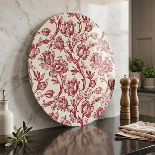 Rote und cremefarbene Tulpen-Toile - Französische Schneidebrett
