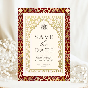 Rote und elfenbeinfarbene islamische Arch-Muslim-H Save The Date