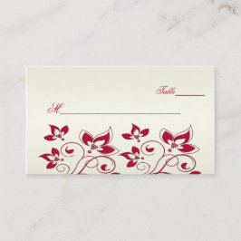 Rote und Elfenbeinflorale Placecards Platzkarte