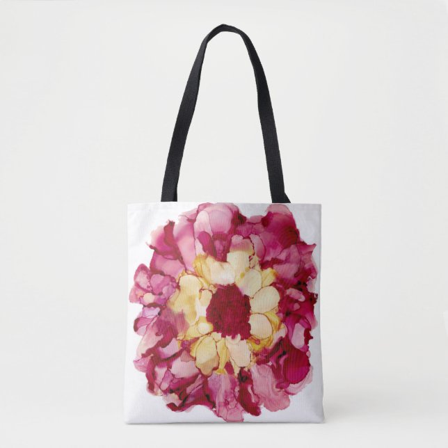Rote und gelbe Abstrakte Blume Tasche (Vorderseite)