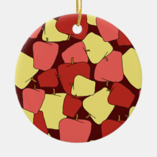 rote und gelbe Äpfel Muster Canvas drucken Keramik Ornament