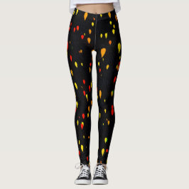 Rote und gelbe Ballons schwarzer Hintergrund Leggings