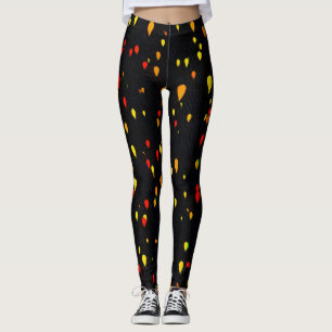 Rote und gelbe Ballons schwarzer Hintergrund Leggings