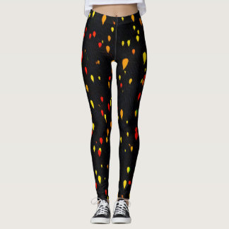 Rote und gelbe Ballons schwarzer Hintergrund Leggings
