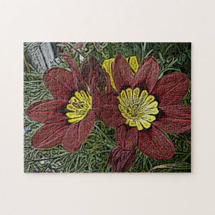 Rote und gelbe Blume Sommerleuchten Puzzle