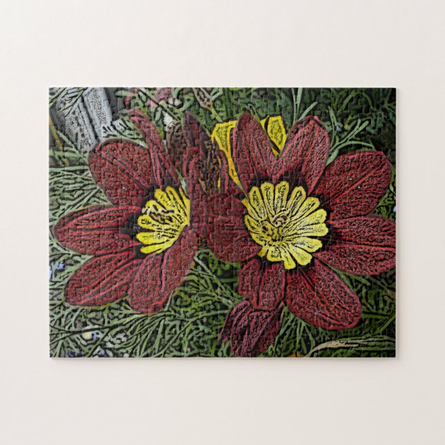 Rote und gelbe Blume Sommerleuchten Puzzle (Horizontal)