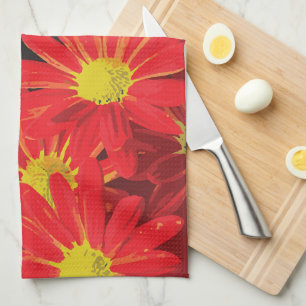 Rote und gelbe Blumen 1 Geschirrtuch