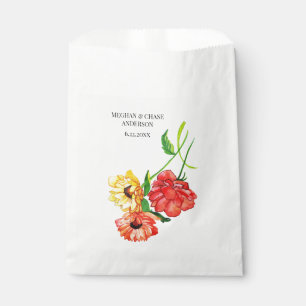 Rote und gelbe BlumenBouquet Geschenktütchen