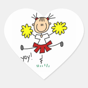 Rote und gelbe Cheerleader-T-Shirts und Geschenke Herz-Aufkleber