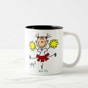 Rote und gelbe Cheerleader-T-Shirts und Geschenke Zweifarbige Tasse