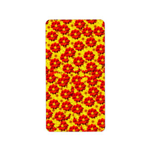 Rote und gelbe Dahlien-Blume Adressaufkleber