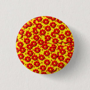 Rote und gelbe Dahlien-Blume Button