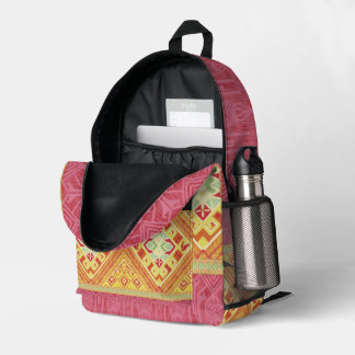 Rote und Gelbe Federn Bedruckter Rucksack