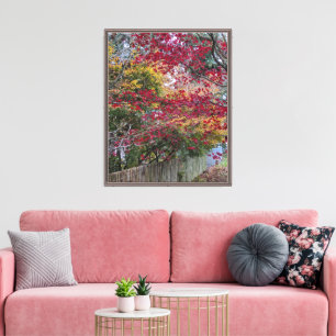 Rote und gelbe Herbstahornblätter Leinwanddruck