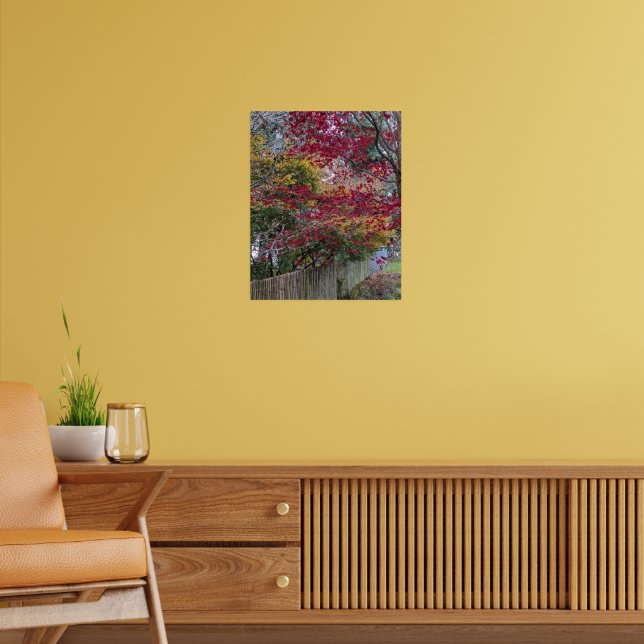Rote und gelbe Herbstahornblätter Poster (Wohnzimmer 2)