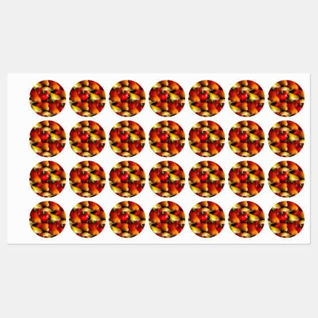 Rote und gelbe Paprikaschoten Etiketten (Blatt)