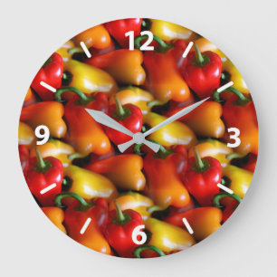Rote und gelbe Paprikaschoten Große Wanduhr