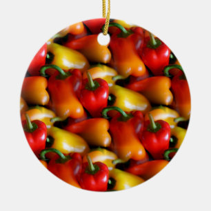 Rote und gelbe Paprikaschoten Keramik Ornament