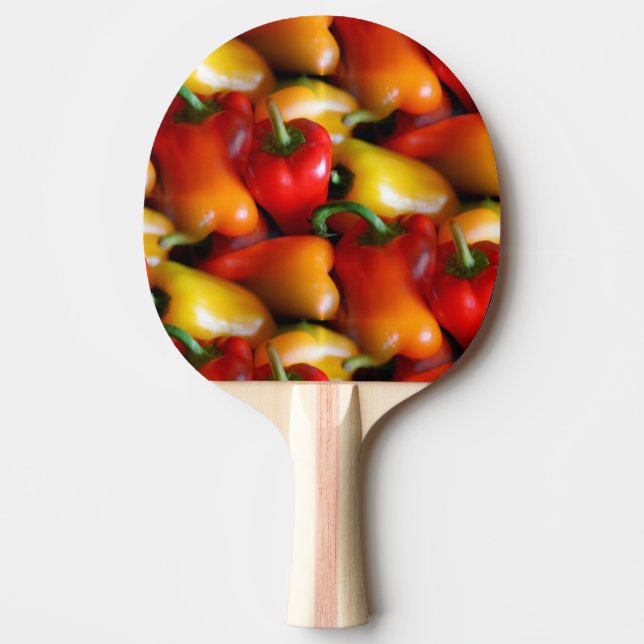 Rote und gelbe Paprikaschoten Ping Pong Paddle Tischtennis Schläger (Vorderseite)
