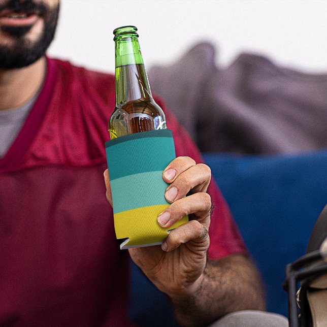 Rote und gelbe Streifen zwischen Blauen Farbtönen Dosenkühler (Can coolers)