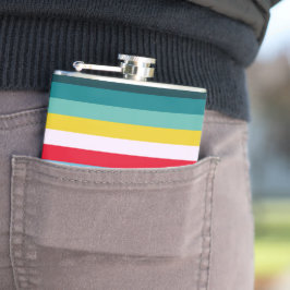 Rote und gelbe Streifen zwischen Blauen Farbtönen Flachmann