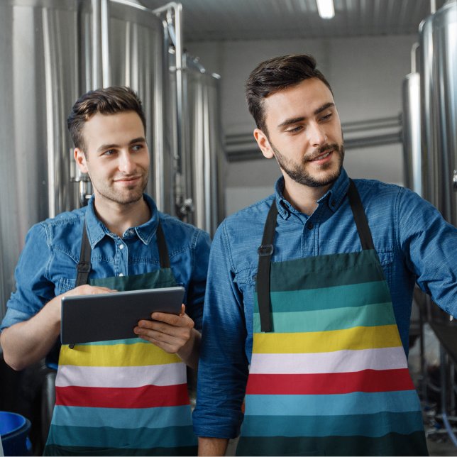 Rote und gelbe Streifen zwischen Blauen Farbtönen Schürze (apron)