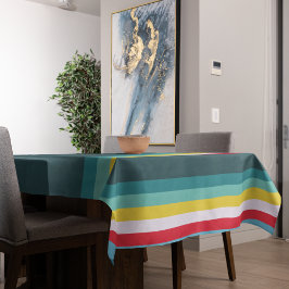 Rote und gelbe Streifen zwischen Blauen Farbtönen Tischdecke