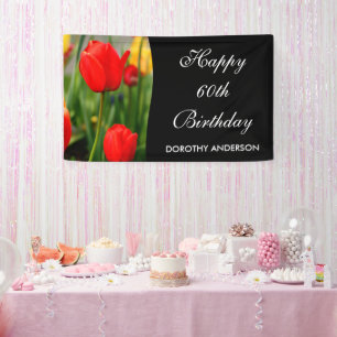 Rote und gelbe Tulips Blumenbäume Geburtstagspart Banner