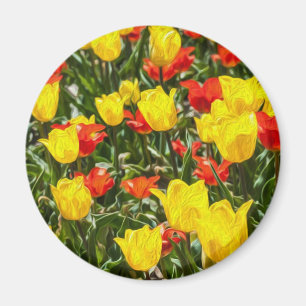 Rote und gelbe Tulissen Magnet